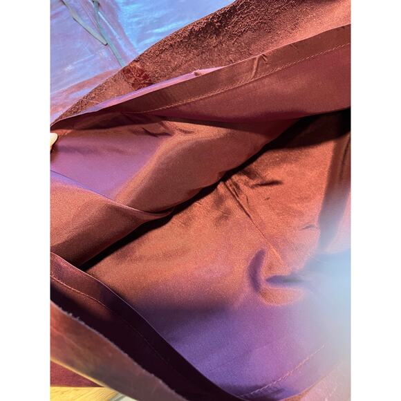 Banana Republic Burgundy Leather Skirt Knee Length Lined w Tie Belt Size 4 JL - Picture 10 of 11